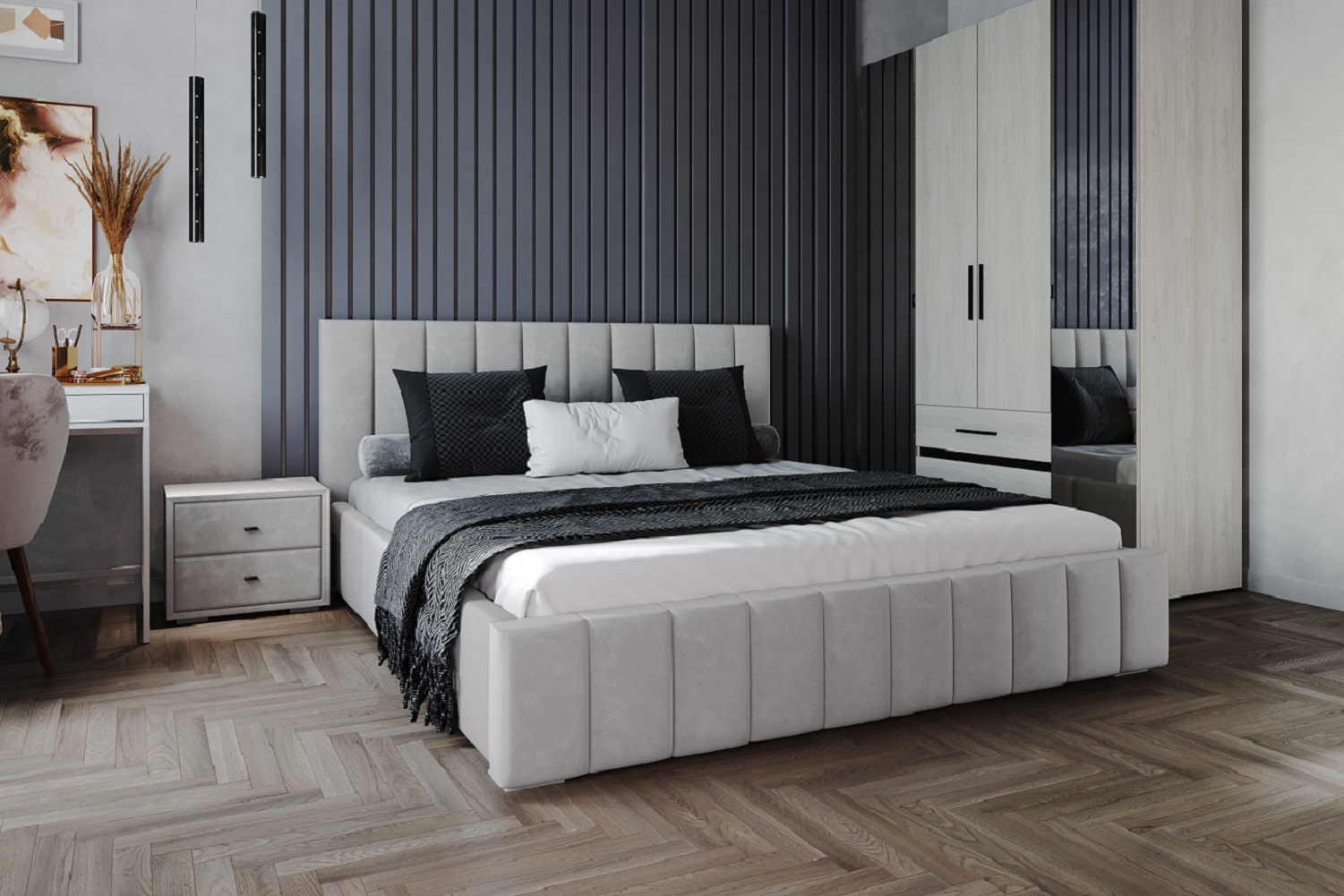 Интерьерная кровать с ортопедическим основанием «Нега»  140x200